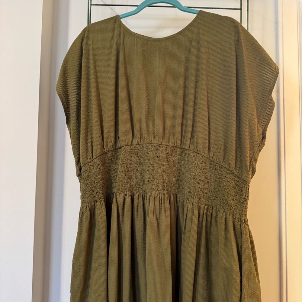Lovely Green Seersucker Madewell Long Plus Size Dress